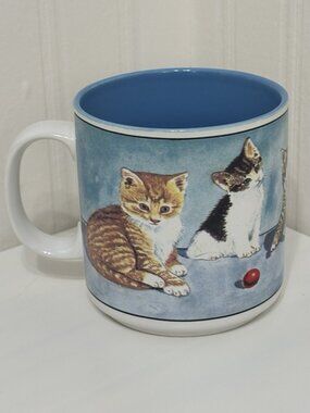 Vintage Kitten Cats Mug 12 oz Mugs by Ganz S. Papel Blue Grannycore Coffee Mug